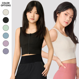 High Quality Breathable Women's Racer Back Fitness Tank Top <b>Padded</b> Gym Vest Square <b>Neck</b> Sleeveless Four-Way Stretch Front Quick - Product Image 1
