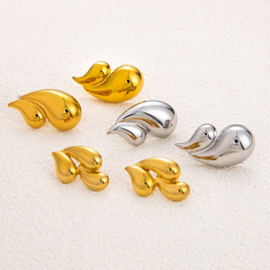 ต่างหูสแตนเลสชุบทอง 18K รูปทรงหยดน้ำสำหรับผู้หญิงของขวัญเครื่องประดับแฟชั่นอุปกรณ์เสริม - Product Image 1