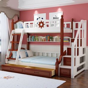 Lit superposé moderne Twin Over avec toboggan pour enfants Mobilier de chambre à coucher en bois pour l'école - Product Image 5