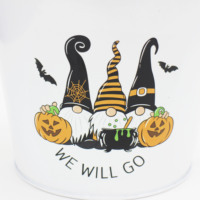Pots de fleurs décoratifs populaires en fer de Noël et d'Halloween, des seaux de stockage de haute qualité peuvent être personnalisés