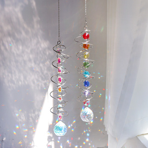 Spiral Wind Spinner Suncatcher <b>Crystal</b> <b>Ball</b> Wind Chimes Rainbow Maker Swivel Hook Garden Decor - Product Image 2