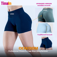 Tinain OEM Private Label Yogakledingfabriek Zachte Matte Afwerking Hoge Taille Squat Proof Onzichtbare Scrunch Workout Shorts