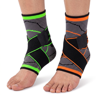 Attelle de cheville réglable à compression élastique élevée, respirante, en tricot, avec sangle de soutien antidérapante et stabilisatrice
