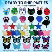 Vente en gros de cache-tétons jetables à paillettes, pétales de poitrine, formes papillon, étoile, animal pour festivals, soirées rave, personnalisables OEM ODM