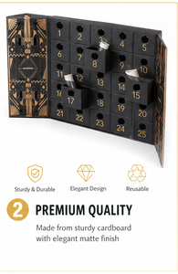 Luxury Black 25 Days Advent Calendar <b>Box</b> with Gold Foil Foldable Rigid Cardboard <b>Christmas</b> Blind <b>Box</b> Mystery Packaging for Gift - Product Image 3