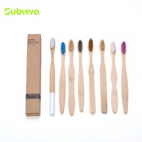 Brosse à dents écologique en bambou avec poignée en papier kraft, jetable, pour hôtel, spa, resort, chambre d'hôtes