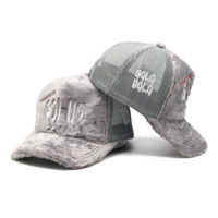 Gorra de malla personalizada de terciopelo de 5 paneles con logotipo bordado gorra de camionero al por mayor