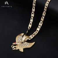 FP1032 accessoires de collier pour hommes Hip Hop, pendentif plaqué or 14K en Zircon de pierres précieuses rouges glacées