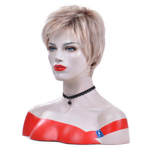 Pelucas de Cabello Sintético Resistentes al Calor, Color Rubio <span class=keywords><strong>Corto</strong></span> Natural, para Mujer, Venta al Por Mayor - Product Image 5