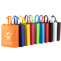 Sac de courses écologique réutilisable en non-tissé recyclé avec logo imprimé personnalisé et poignées intégrées