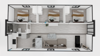 Maison préfabriquée pliable et extensible de 20/40 pieds, 2/3 chambres, norme australienne, en vente