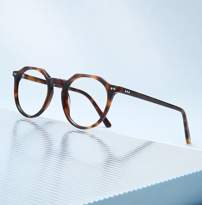 İtalyan lüks tasarım High end Retro yuvarlak asetat gözlük optik çerçeve