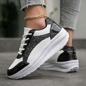 Nuevas zapatillas blancas de moda con lentejuelas multicolor, zapatos casuales únicos de suela plana, zapatillas deportivas antideslizantes de suela gruesa - Product Image 2