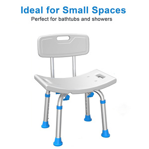 Vikangsheng Aluminum Alloy Shower Chair Adjustable Height With Backrest For Elderly Pregnant Disabled <b>Non</b> <b>Slip</b> <b>Bath</b> Seat - Product Image 2