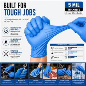 High Quality Blue Examination 100 PCS Box <b>Powder</b> Free <b>Textured</b> Fingertips Disposable Nitrile Gloves - Product Image 4