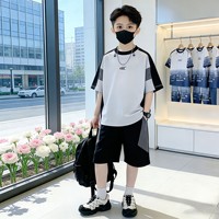 Setelan Baju Anak Laki-Laki Model Terbaru 2026 Musim Panas 3-14 Tahun Lengan Pendek, Bahan Bernapas, Keren, Sporty, Trendi