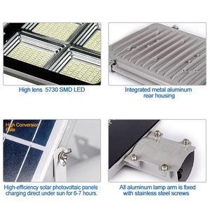 เสาไฟถนนพลังงานแสงอาทิตย์แบบรวม 200W พร้อมรีโมทคอนโทรล เปิด-ปิดอัตโนมัติ กันน้ำ IP65 สำหรับไฟส่องสว่างภายนอกอาคาร - Product Image 5