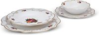 Service de table 24 pièces en porcelaine fine écologique avec motifs floraux dorés pour 6 personnes