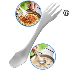Fourchette-cuillère multifonctionnelle 3 en 1 en titane, couverts <span class=keywords><strong>de</strong></span> <span class=keywords><strong>camping</strong></span> imperméables, équipement <span class=keywords><strong>de</strong></span> survie tactique pour la randonnée en plein air - Product Image 1