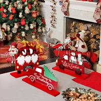 Décorations de table de Noël Camion en bois écologique Père Noël Bonhomme de neige Signes d'arbre de Noël pour décorations de fête