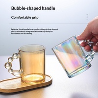 Tasse à café en verre irisé avec poignée bulle, résistante à la chaleur, tasse à thé vintage, verre à boire pour café, maison, après-midi, cadeau, vente en gros
