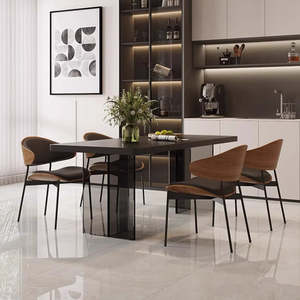 Set Tavolo da Pranzo Moderno di Lusso Italiano con Piano in Pietra Sinterizzata Nera e Struttura in Acrilico, Tavolo Classico per Sala da Pranzo - Product Image 4