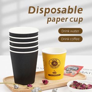 แก้วกาแฟกระดาษสองชั้นขนาดสั่งทำพิเศษ 8oz 12oz พร้อมฝาและหลอด พิมพ์โลโก้ได้ตามต้องการ ขายตรง - Product Image 2