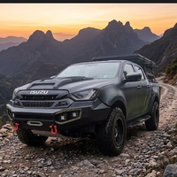 Pare-chocs avant en acier carbone noir pour Isuzu D-Max 4x4 Pickup 2021, finition mate, installation facile, style routier, maille nid d'abeille rouge