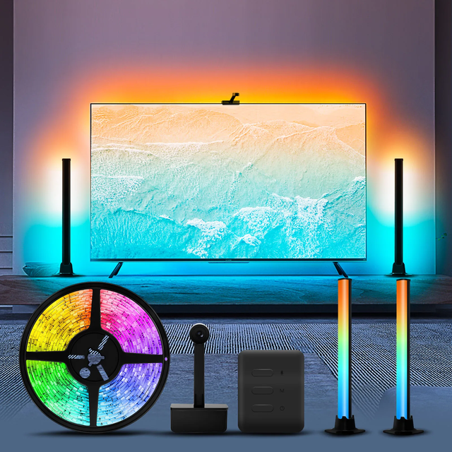 Sync Box LED Strip Light Bars Smart TV Backlight Compatible with Alexa for Google Home Voice Control