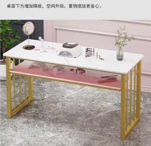Mesa de Manicura Resistente a la Acetona para Técnicos de Uñas, con Marco Metálico, Estación de Salón de Belleza, Organizador de Almacenamiento - Product Image 4