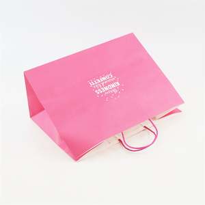 Bolsa de Papel Kraft Rosa KM Reciclable para Regalos, Manualidades y Compras, con Asa, Personalizable con su Propio Logotipo, Impresión Flexográfica de Moda - Product Image 1