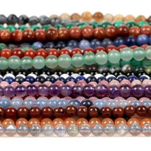 4-10mm produsen batu permata grosir perhiasan kristal alam bulat DIY batu manik-manik longgar untuk Gelang Kalung membuat perhiasan