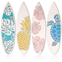 Nouvelle Décoration Murale Moderne Minimaliste en Bois Style Art Déco, Planche de Surf, Ananas et Fleur d'Hibiscus, pour Plage d'Été, Idée Cadeau