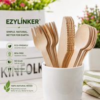 500 fourchettes en bois jetables écologiques - Ensemble de couverts biodégradables et compostables - Parfait pour les salons, les fêtes, les mariages