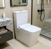 WC Siphonique Deux Pièces Grande Taille à Fermeture Lente, Fonctionnement Silencieux, Économe en Eau, Anti-Odeur, pour Salle de Bain de Villa