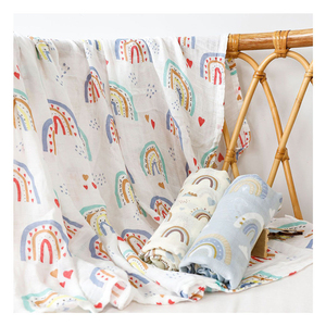 Felice flauto eco-friendly 2 strati OEKO di mussola di bambù coperte per neonato coperta regalo Swaddle neonato - Product Image 1