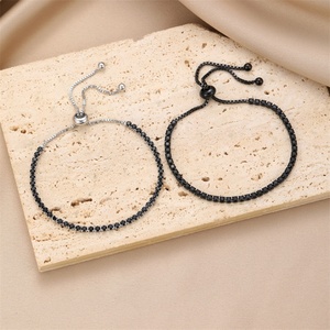 Custom Bracelet Adjustable Stainless Steel Black Zircon Tennis Link Chain Bracelet <b>for</b> Women <b>Men</b> Fashion Accessory - Product Image 2
