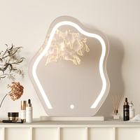 Miroir de Maquillage Lumineux Intelligent à LED Personnalisé avec Écran Cloud, en Métal et Verre, pour Bureau, Caractéristiques Personnalisables
