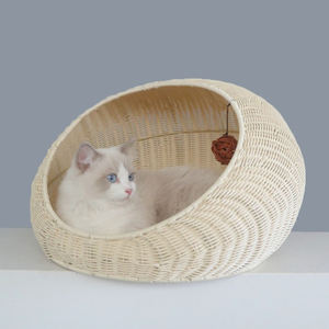 Винтажная плетеная комнатная корзина ручной работы для домашних животных, домик для кошек, ротанговая корзина для кошек, Лежанка для собак - Product Image 2