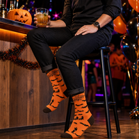 Chaussettes amusantes pour fête d'Halloween pour hommes et femmes - Chaussettes décontractées à thème Trick-or-Treat aux couleurs vives