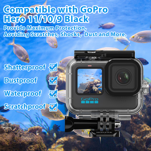 HONPNK 투명 방수 하우징 Go Pro He ro 9/10/11/12 - 60M 깊이, 스크래치 및 충격 방지 - Product Image 6