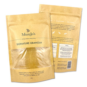 Bolsa de pie de PE de grado alimenticio con impresión digital personalizada con cremallera superior reutilizable y diseño de ventana para dulces y pasteles - Product Image 1