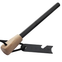 Allume-feu hexagonal en bois avec allume-feu en silex pour le camping, la survie en extérieur