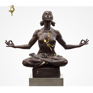 Galerie d'art Métal abstrait Célèbre Sculpture moderne en bronze Femme Yoga Statue - Product Image 1