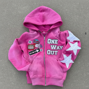 เสื้อฮู้ดมีซิปลายกราฟิกสุดอินเทรนด์สำหรับสตรีและผู้ชายเสื้อผ้าแนวสตรีทแวร์ผ้าคอตตอนพิมพ์ลายตามสั่งสำหรับ100% แฟชั่นฤดูใบไม้ร่วง - Product Image 1