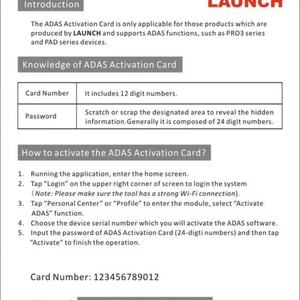 Carte d'activation ADAS LAUNCH X431 2025 – Logiciel de calibrage à vie pour Launch X431 PAD VII Pro5 Pro3S+ Pro3 APEX - Product Image 5