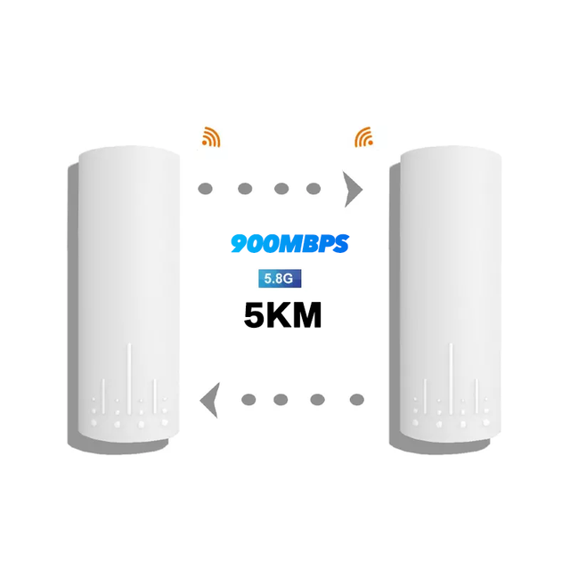 5km Long Range 5.8GHz 900Mbps Wireless Outdoor CPE Waterproof Gigabit Built-in POE Router Bridge 1 Year Warranty