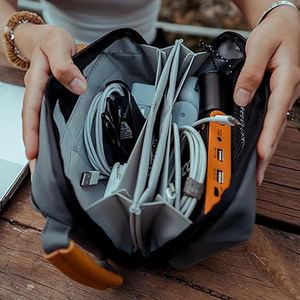 <b>Tech</b> <b>Bag</b> Organizer - Small Electronics Organizer Pouch for Travel - Premium Travel Case with Leather Accents - Product Image 3