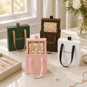 Hotsale Eco-friendly Recyclable Luxury Square Vertical Drawer Hand Carry Cardboard Jewelry Box Lightweight for Boutique Bijoux - Product Image 3