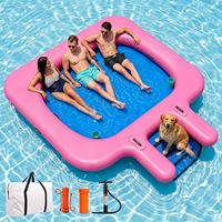 Hamac flottant gonflable avec rampe pour animaux de compagnie, quai flottant robuste, transat de piscine, plateforme flottante pour bronzer